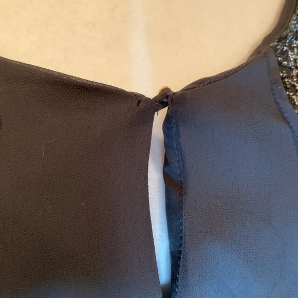 “ZARA” Grey Beaded Tunic Flutter Sleeve Chiffon Tunic Top. - Picture 8 of 15